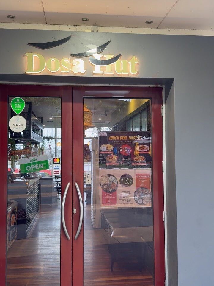 Dosa Hut entrance doors after cleaning